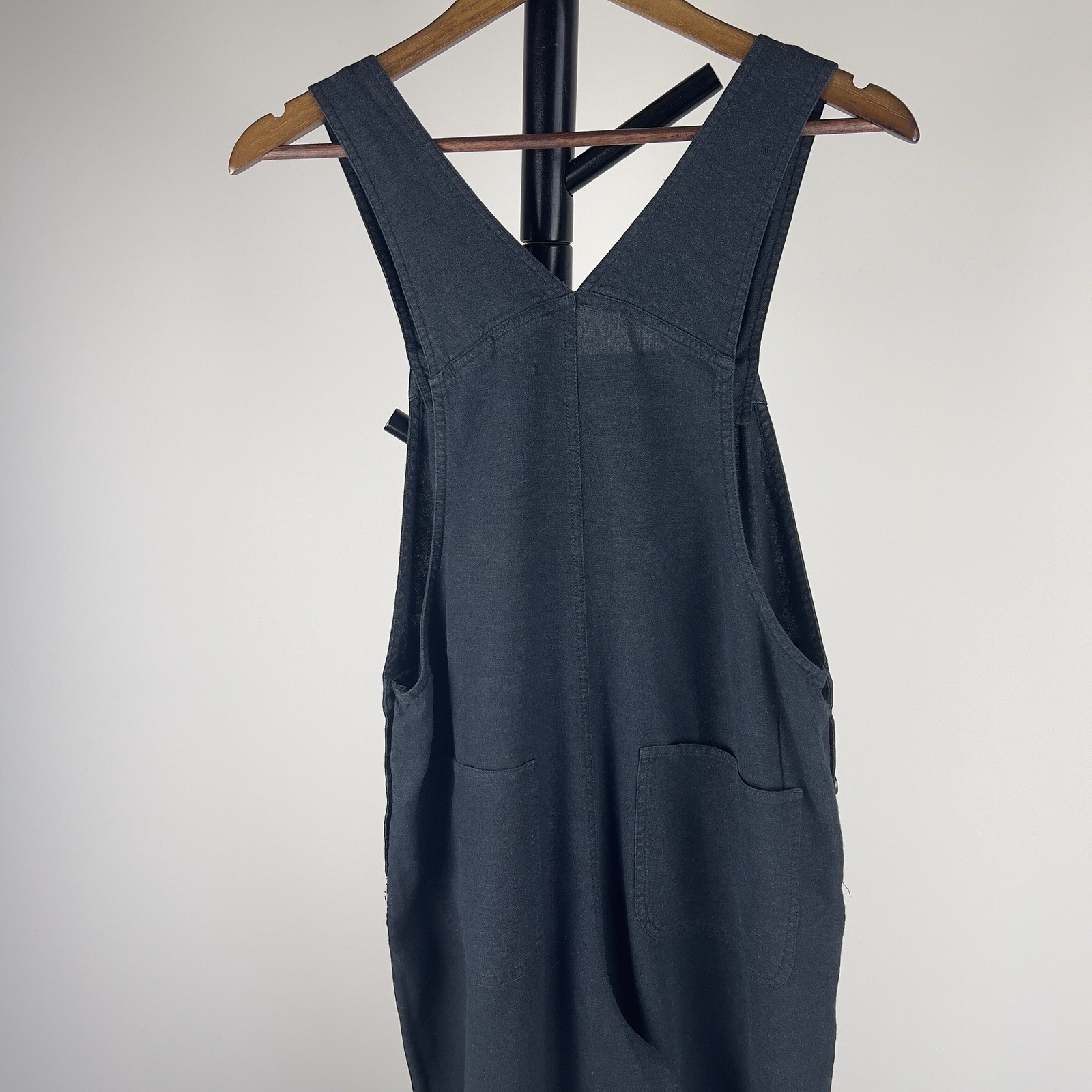 Vintage White Stag Black Linen Overalls Embroidered Artist Painters Jumpsuit M