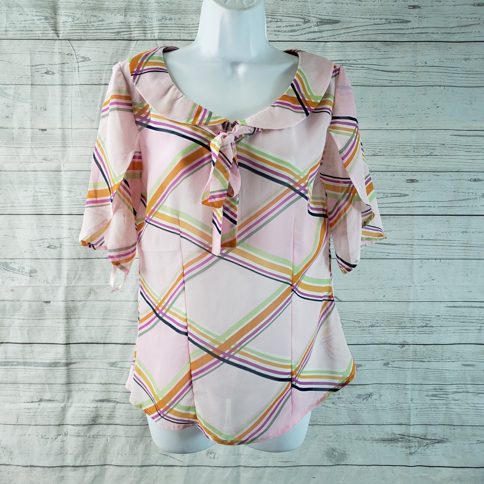 Tulle Womens Top Sz Medium Pink Orange Semi Sheer
