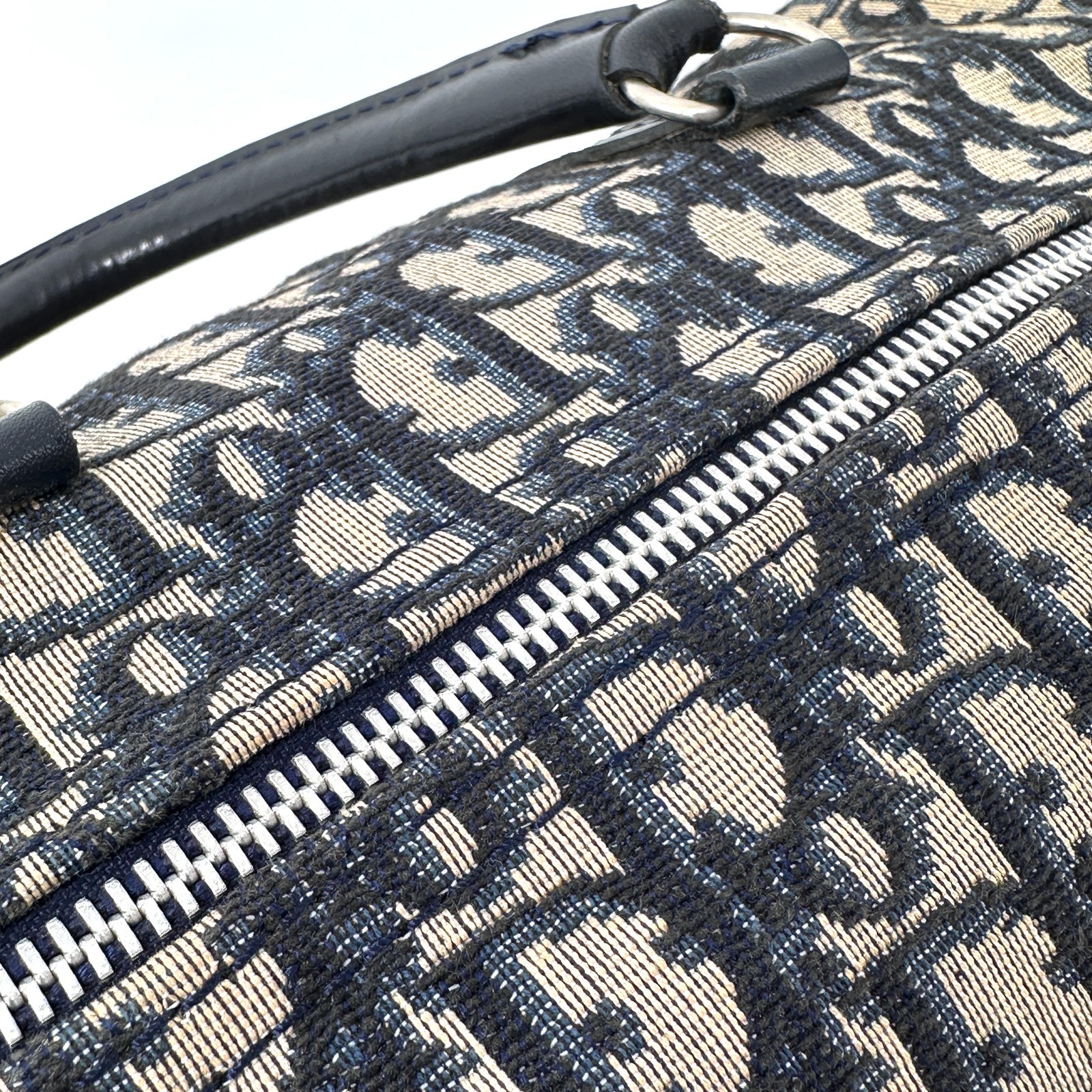 Christian Dior Trotter Handbag Boston Bag Navy Black
