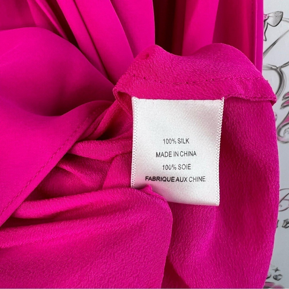 Adam Lippes silk strapless top or mini dress Vibrant Pink Asymmetrical draping