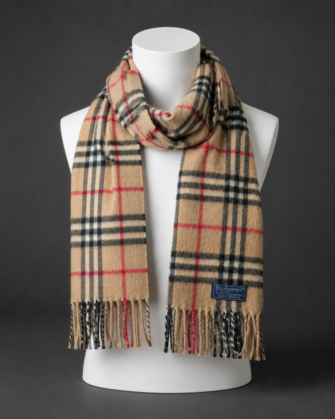 Vintage Burberrys 100% Cashmere Nova Check Scarf Made in England