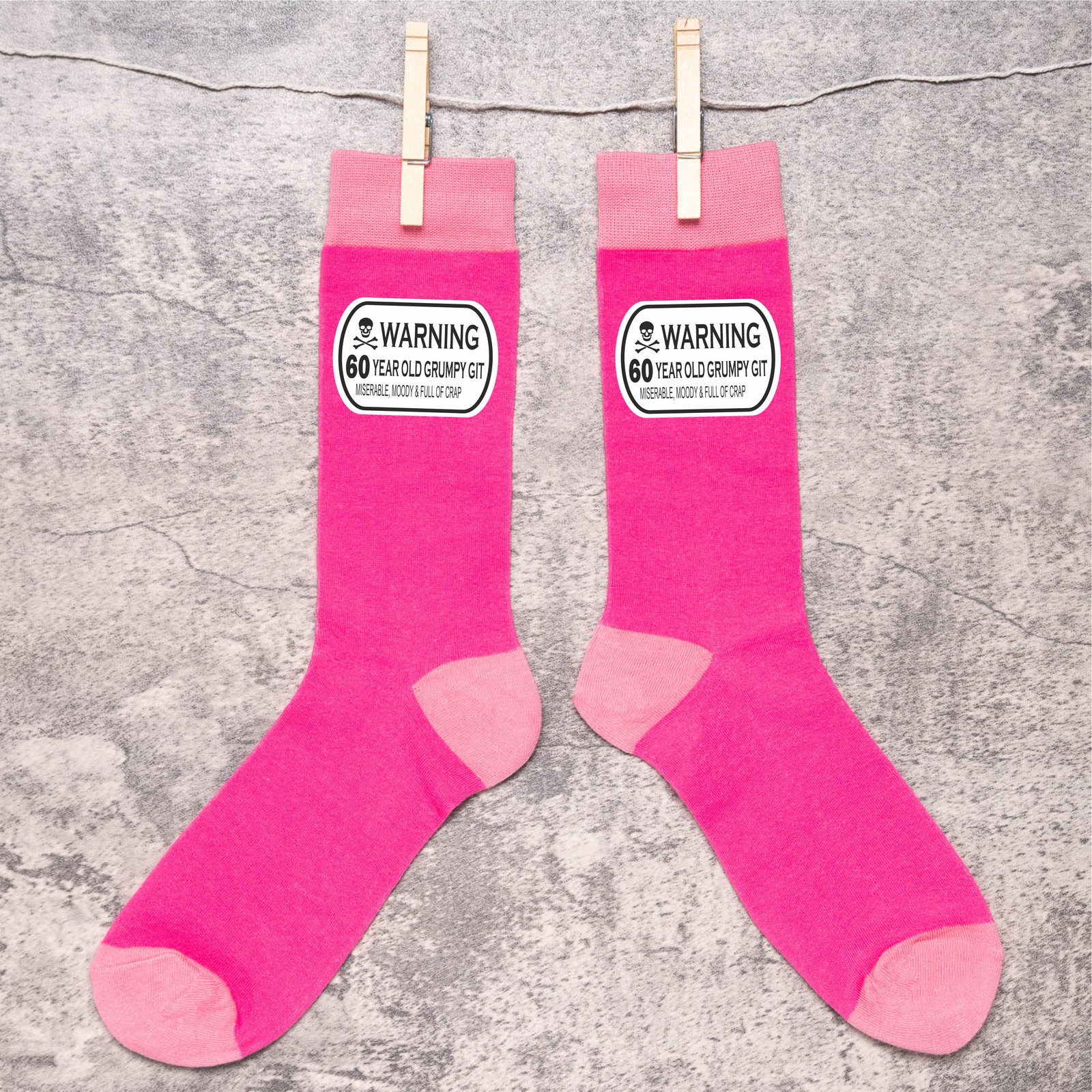 Grumpy Git 60th Ladies Pink Socks Funny Joke Gift For 60 Year Old
