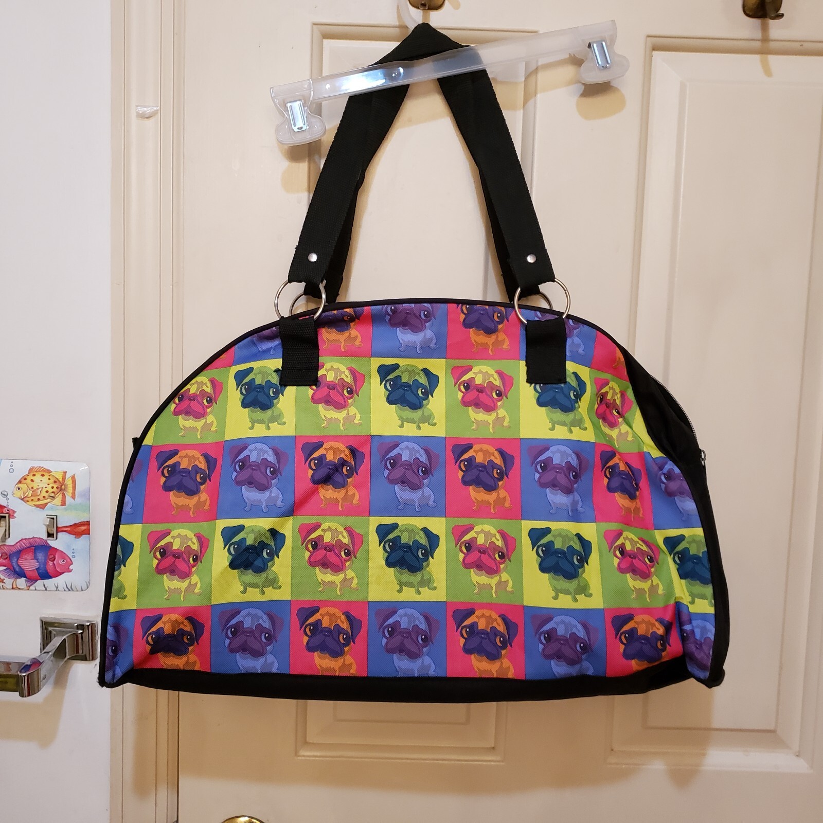 Warhol Style Pop Art Pug Dog Graphic Tote Bag 19 x 1 1 x 5 Double Handle