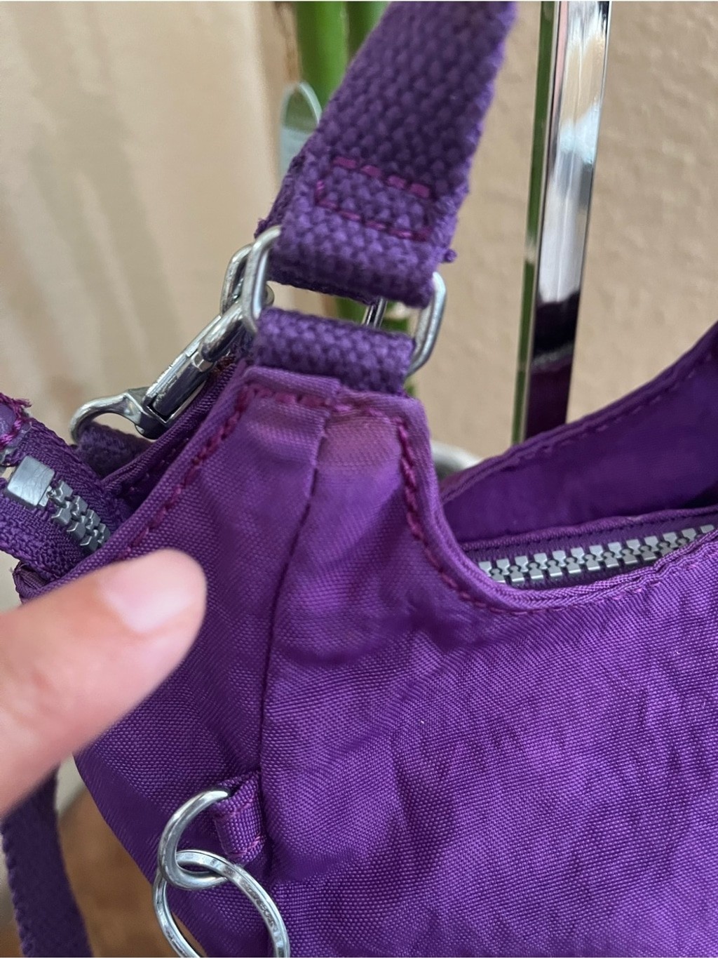 KIPLING PURPLE CRINKLE NYLON MINI CROSSBODY BAG