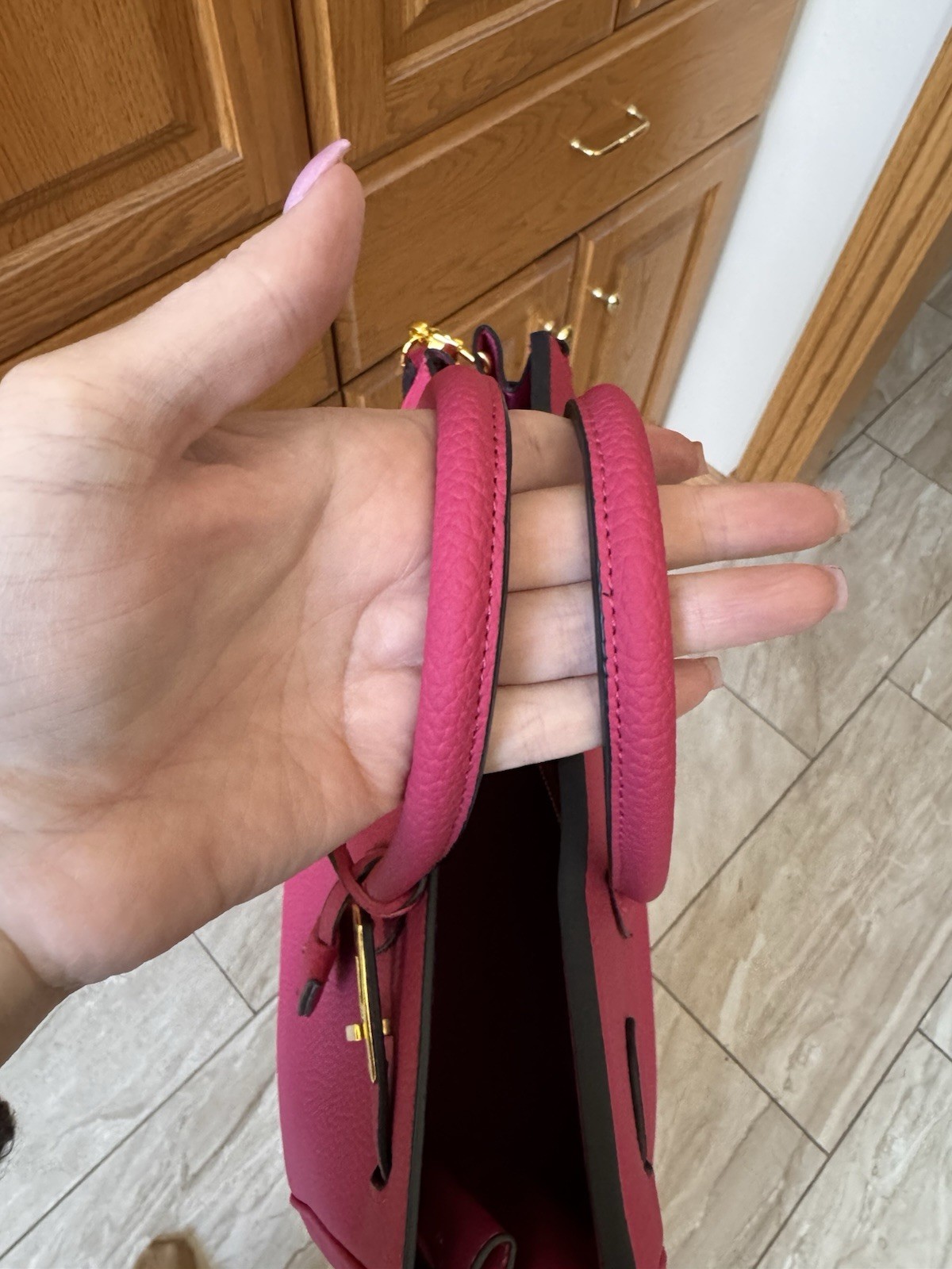 Leather Fushia Satchel