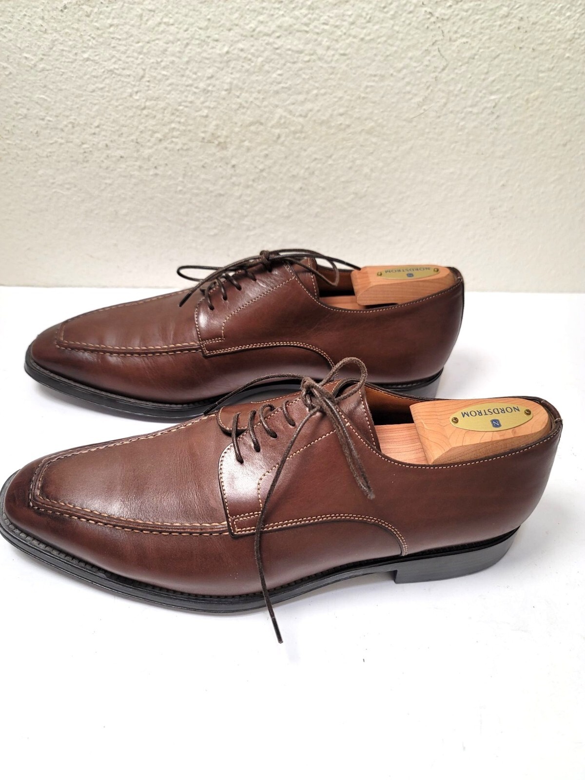 Santoni Men’s Oxfords Brown Leather Lace-Up Dress Shoes Size 8.5 EE