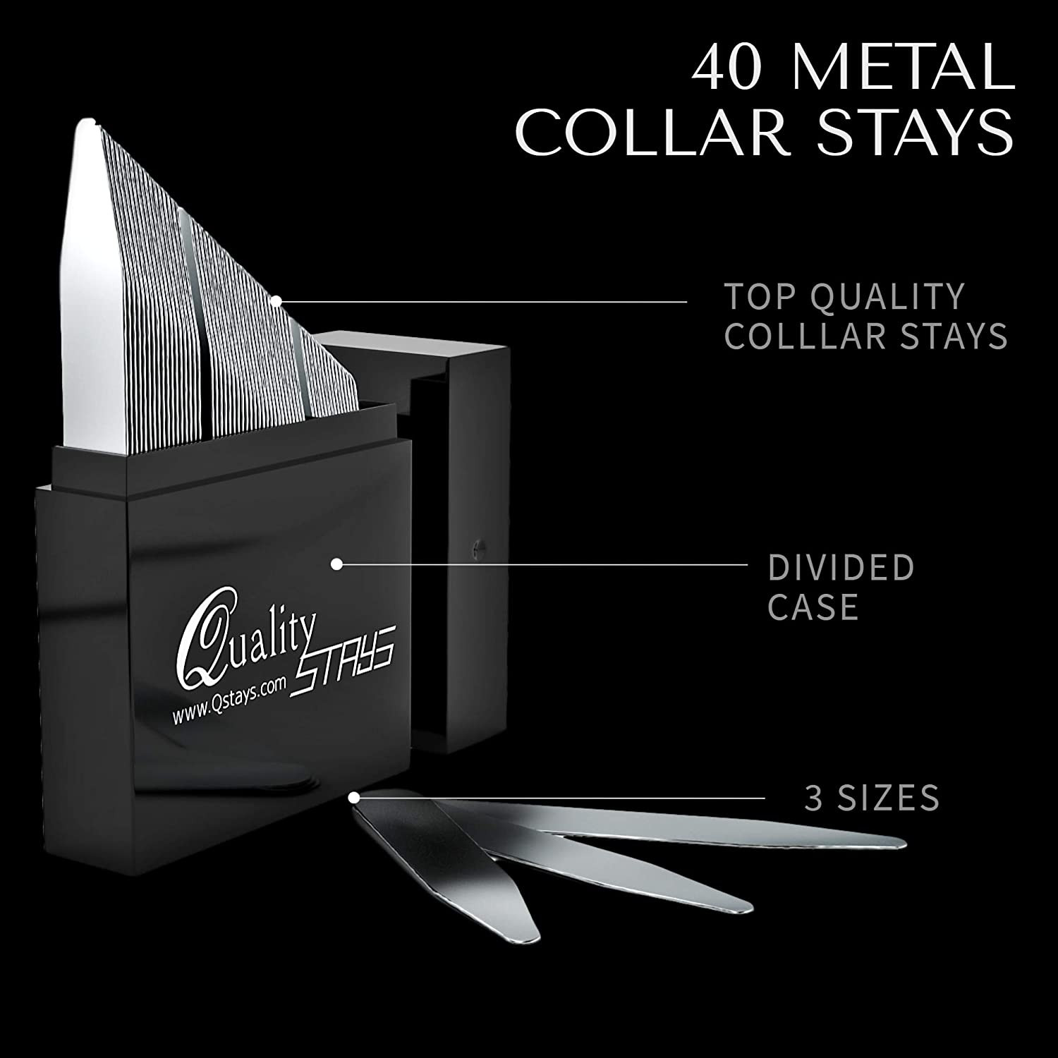 Metal Collar Stays for Men � Set of 40 Dress Shirt Collar Stays for Men, 3 Si…