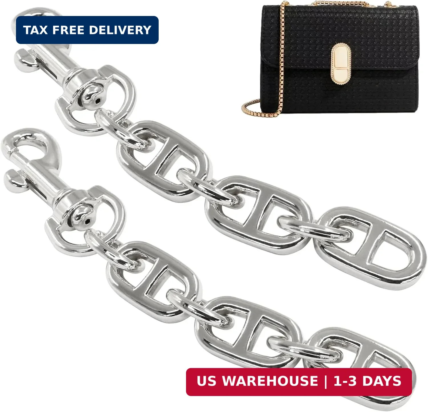 2Pcs Purse Strap Extender, 4.7 Inch Bag Extender Chain, Metal Chain Strap Extend