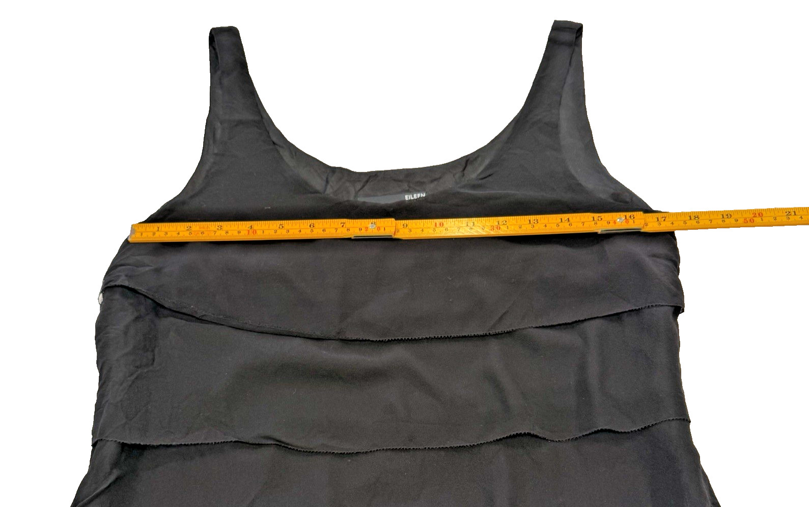 Eileen Fisher Silk Georgette Tiered Dress Minimalist Luxury Shift Small
