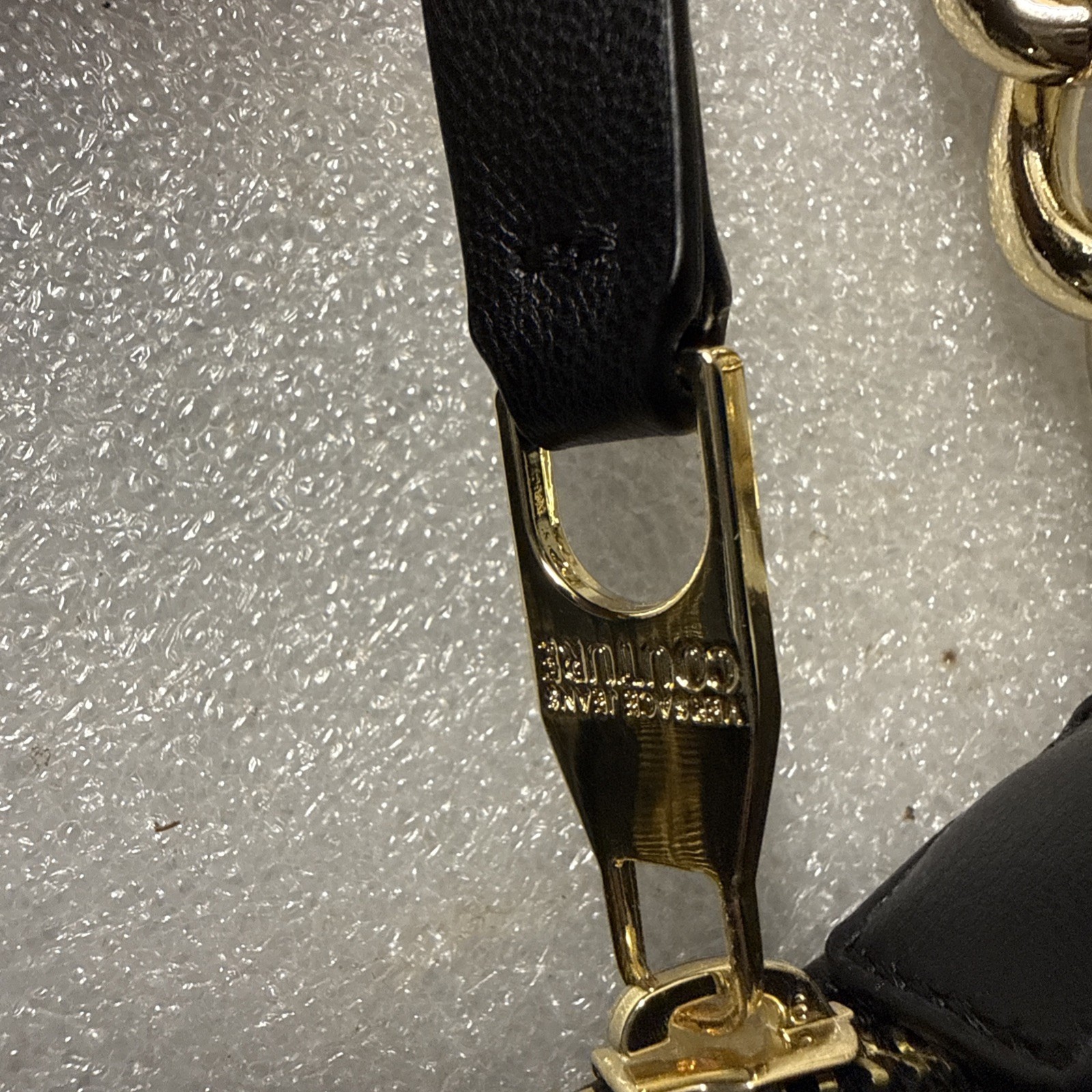 Versace Jeans Couture Shoulder Bag Black W9.1xH6.7″ Gold Chain Strap