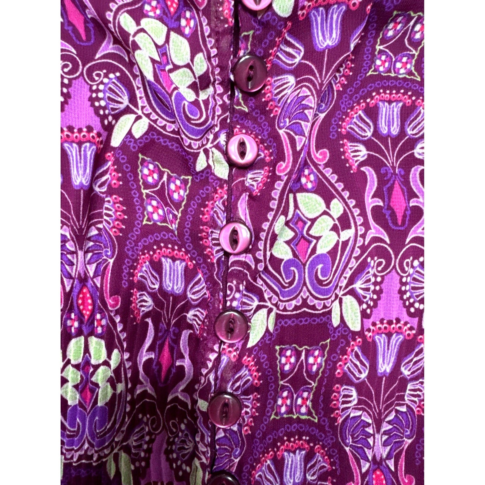 Avenue Womens Purple Medallion Button Front Tank Top Blouse Plus Size 14/16