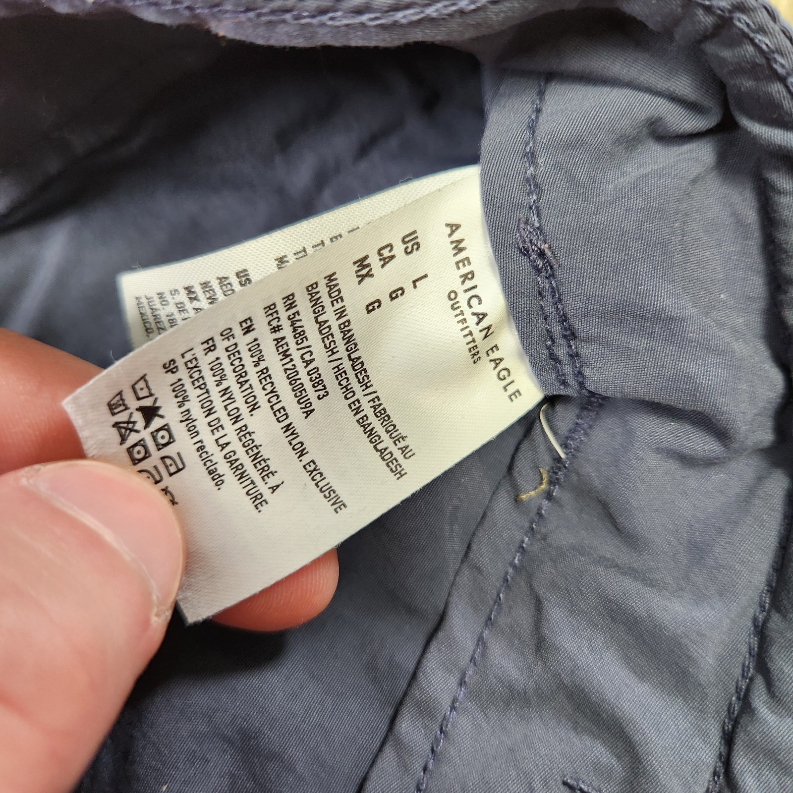 American Eagle Parachute Pants Men Large Gray Baggy Woven Y2K Stretch