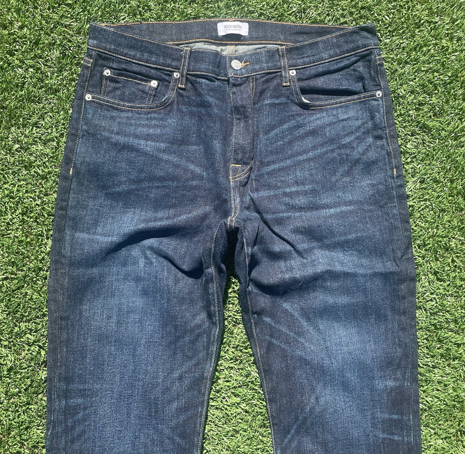Buck Mason Jeans 34×32 Standard Fit Stretch Denim Cotton Blue Mad in the US