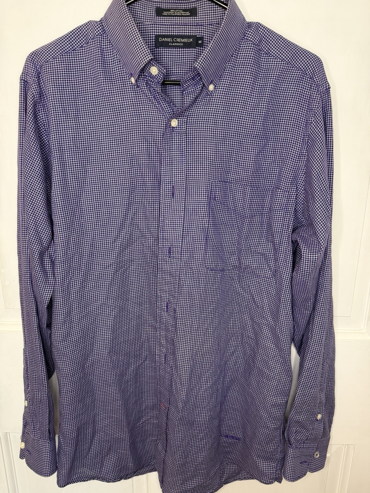 Daniel Cremieux Classics Purple Plaid 100% Cotton Long Sleeve Button-Up RN58909