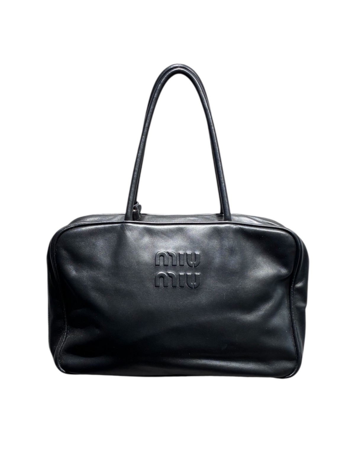 Miu Miu Large BB 5BB117 Leather Black Handbag Women’s #TFB451