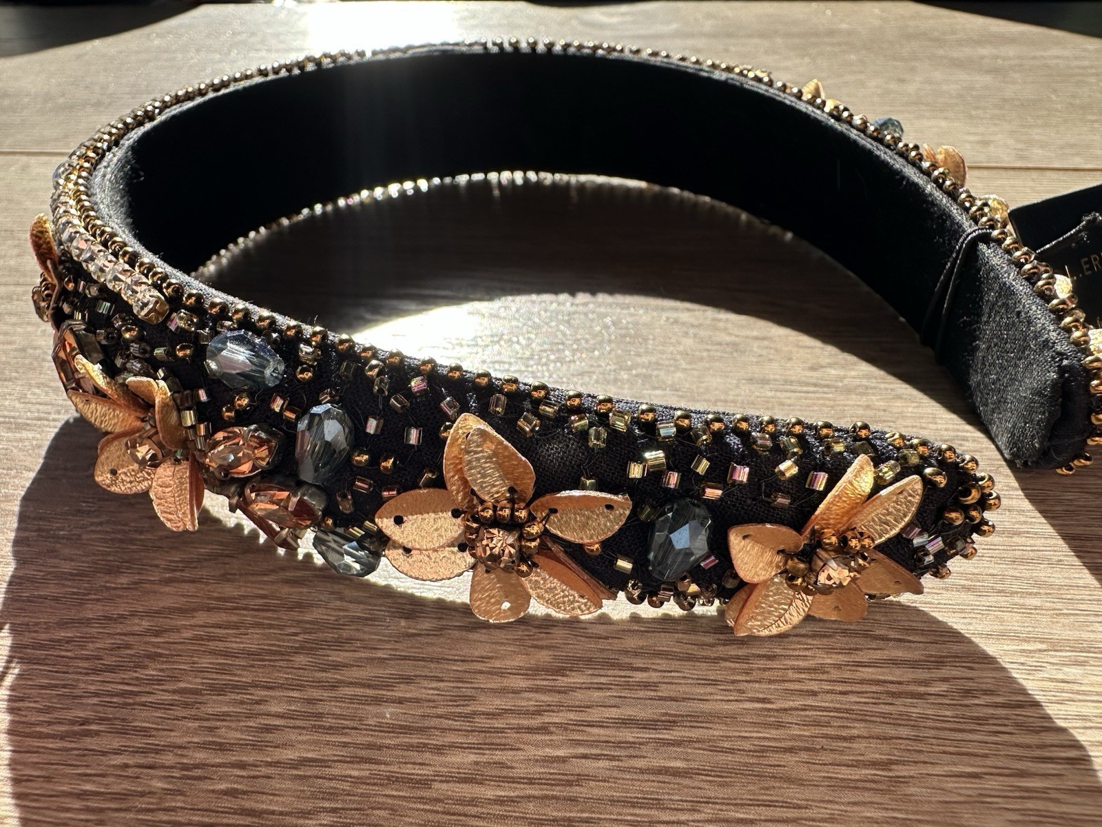 L. Erickson France Luxe Beaded Flower Crystal Beads Headband New