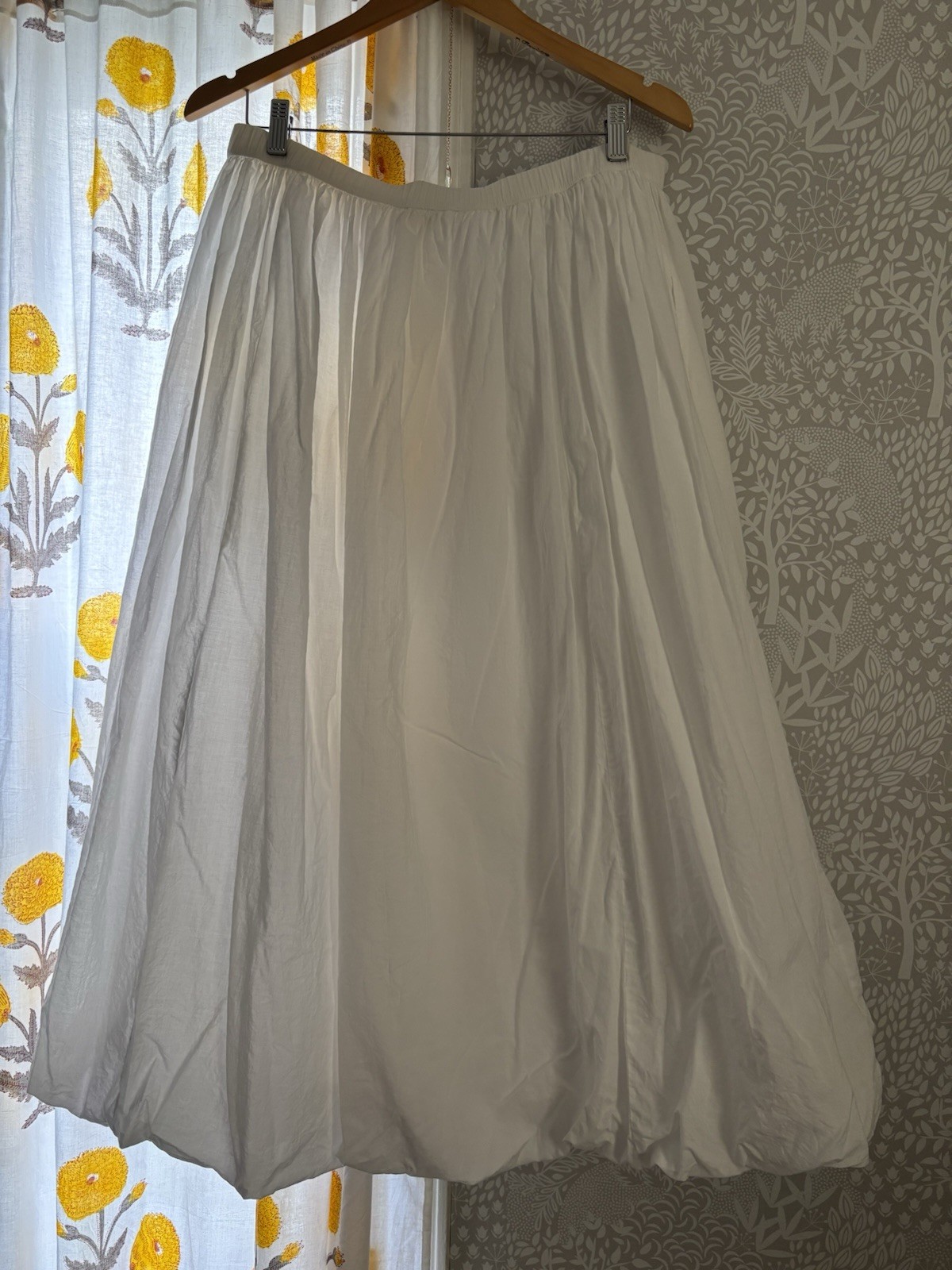 Lucky Brand White Cotton Bubble Hem Maxi Skirt Size Large