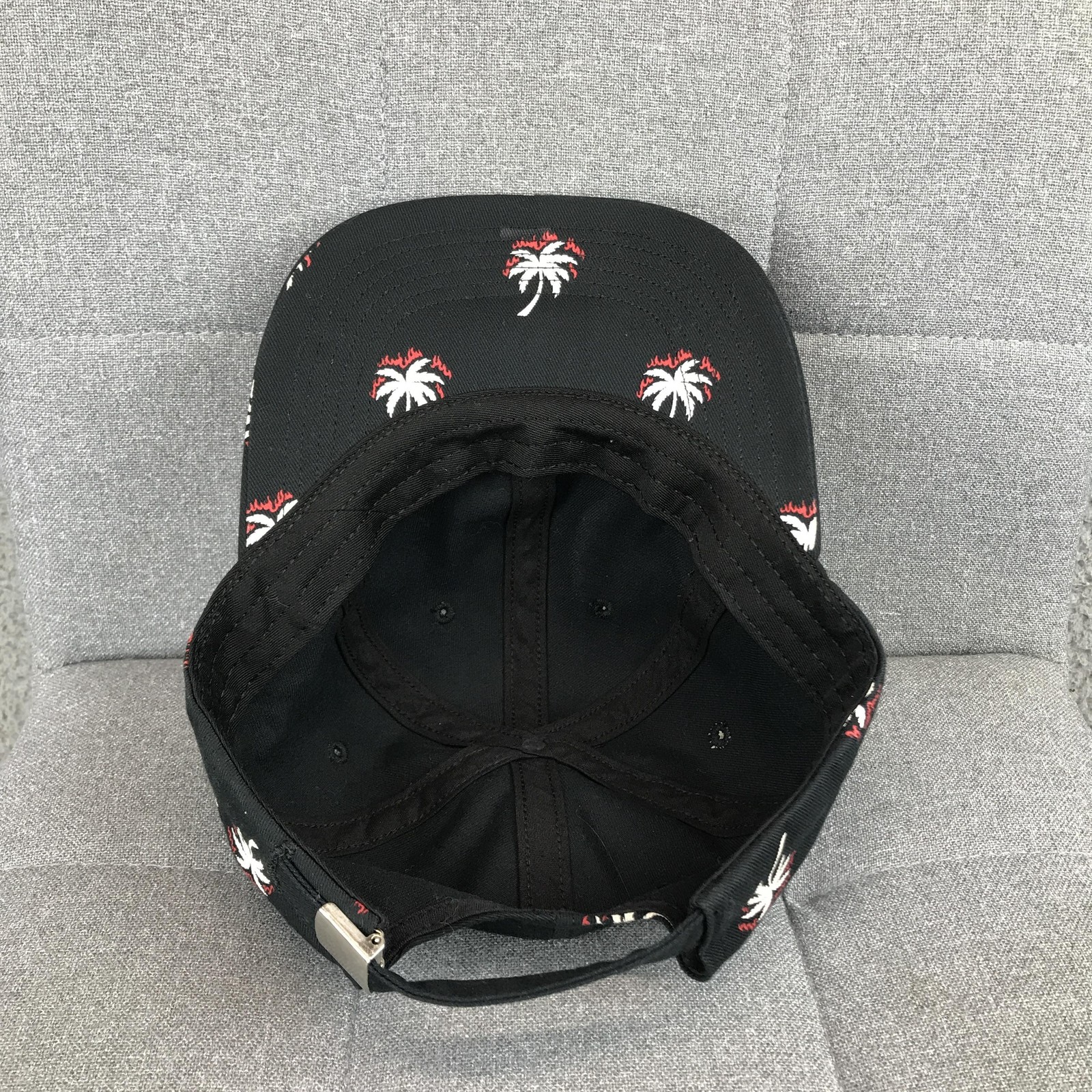Palm Tree Embroidered Hat Cap Strap Back One Size Black Mens Tropical Beach