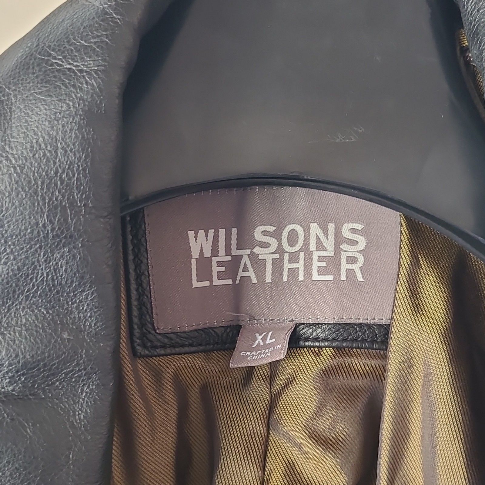 Wilsons Leather Black Belted Double-Breasted Trench Coat Men’s Size XL
