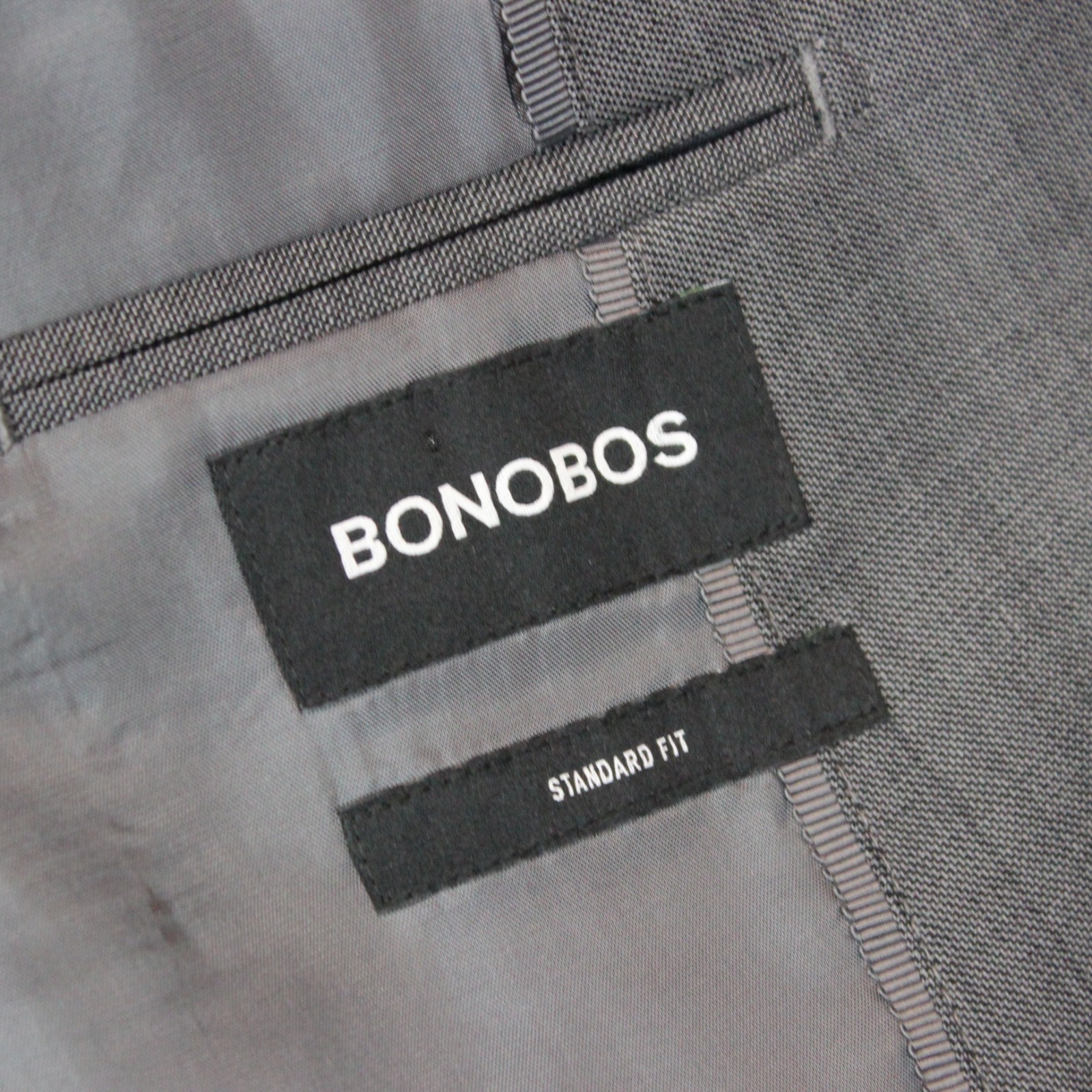 Bonobos Jacket Sport Coat Blazer 46R Gray Nailhead Standard Fit Business Casual