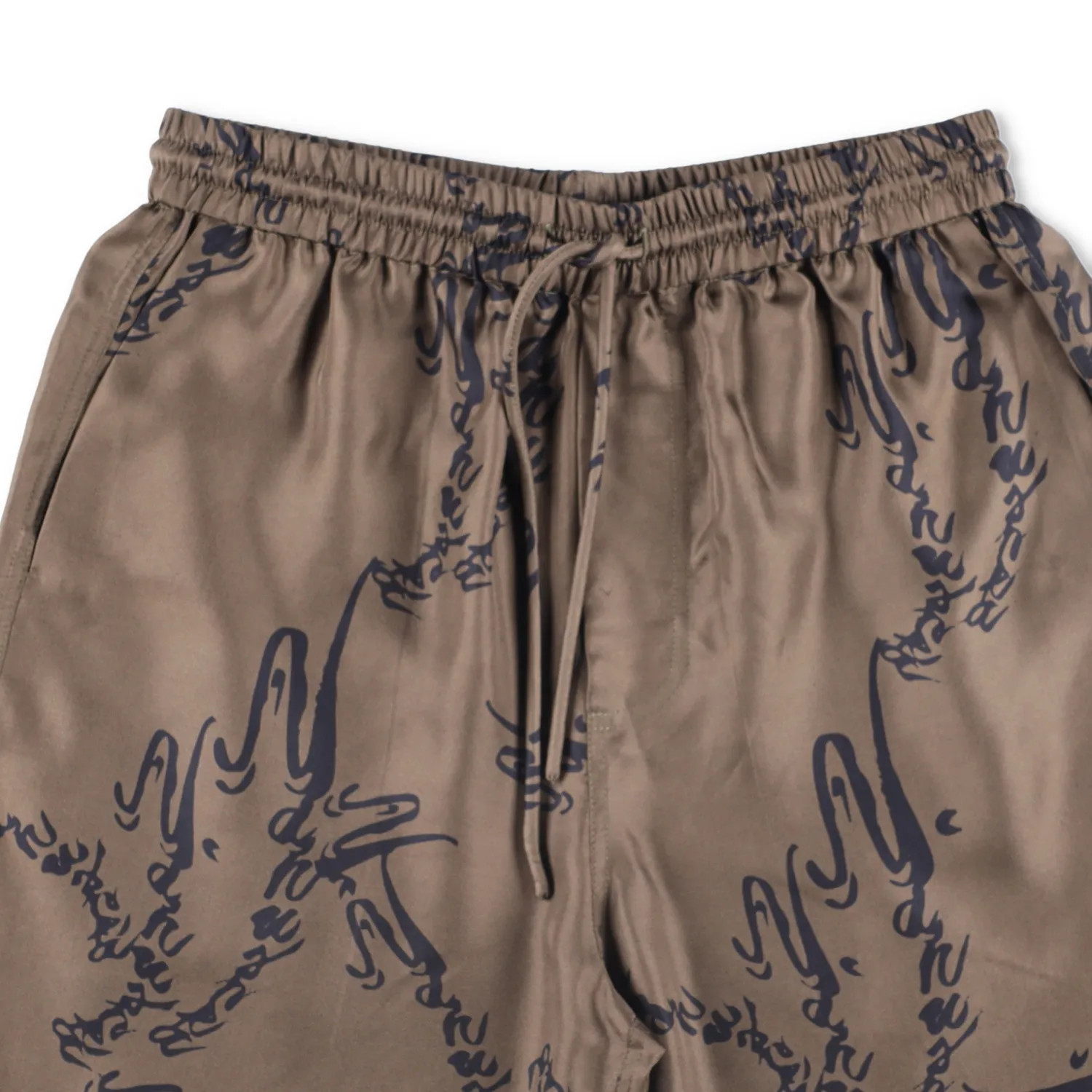NANUSHKA Mens Twill Silk Bermuda Shorts Logo Drawstring Brown Size S RRP 415