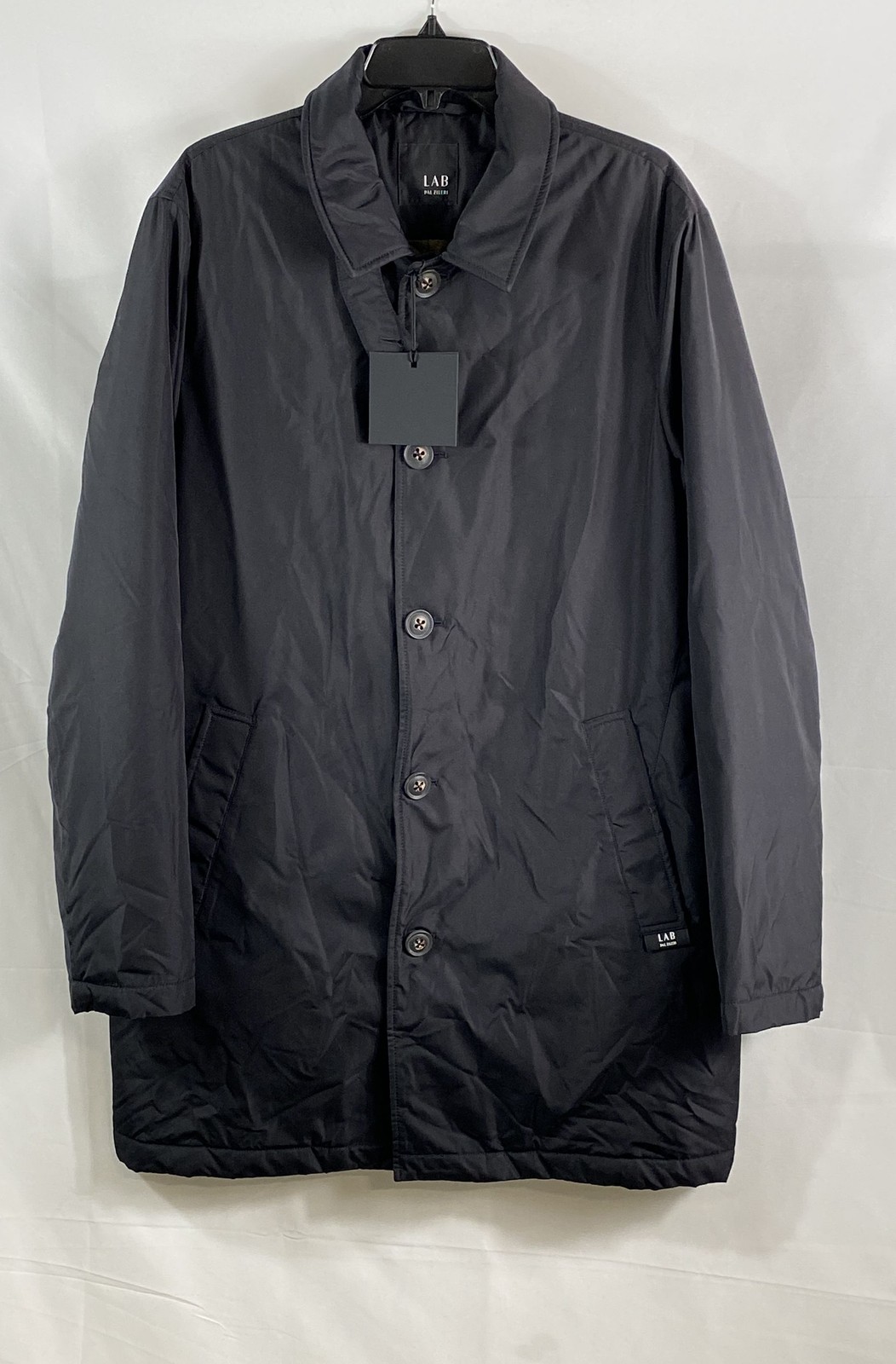 Lab Pal Zileri Men’s Black Button Front Car Coat Jacket NWT Sz 54