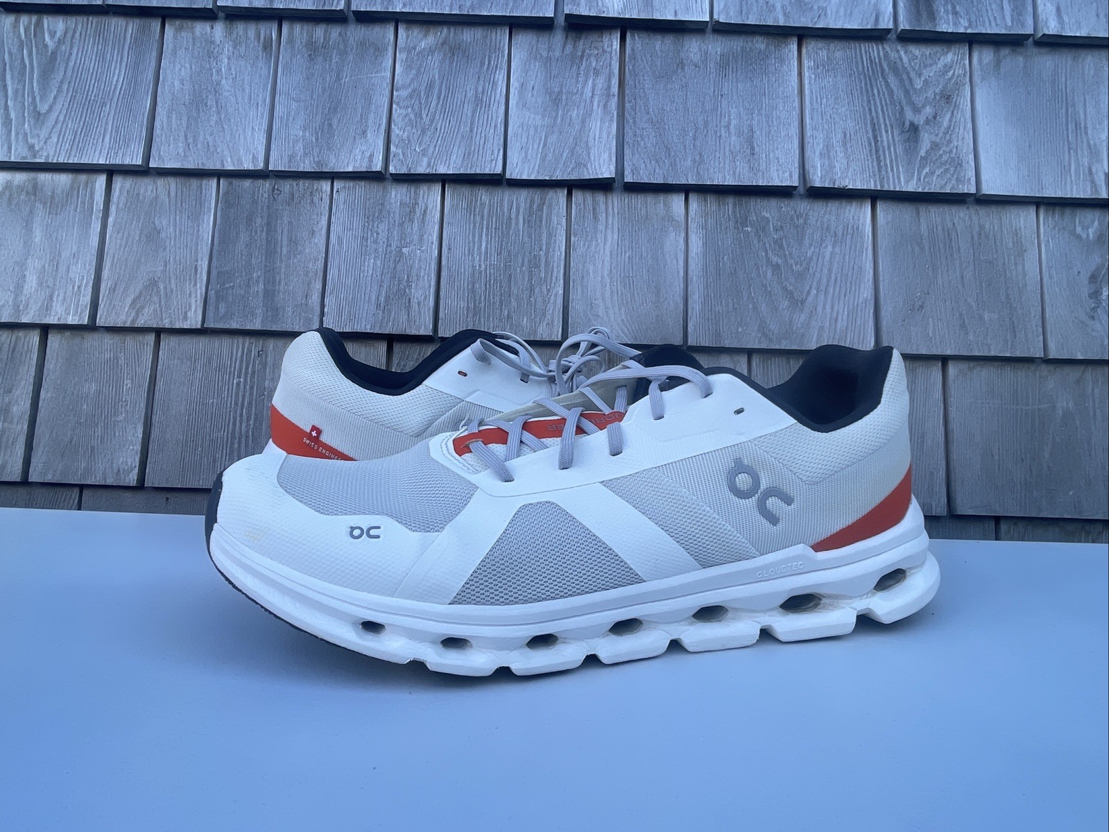 On Cloudrunner Low Top Athletic Sneakers Shoes White Gray Orange Men’s Size 14