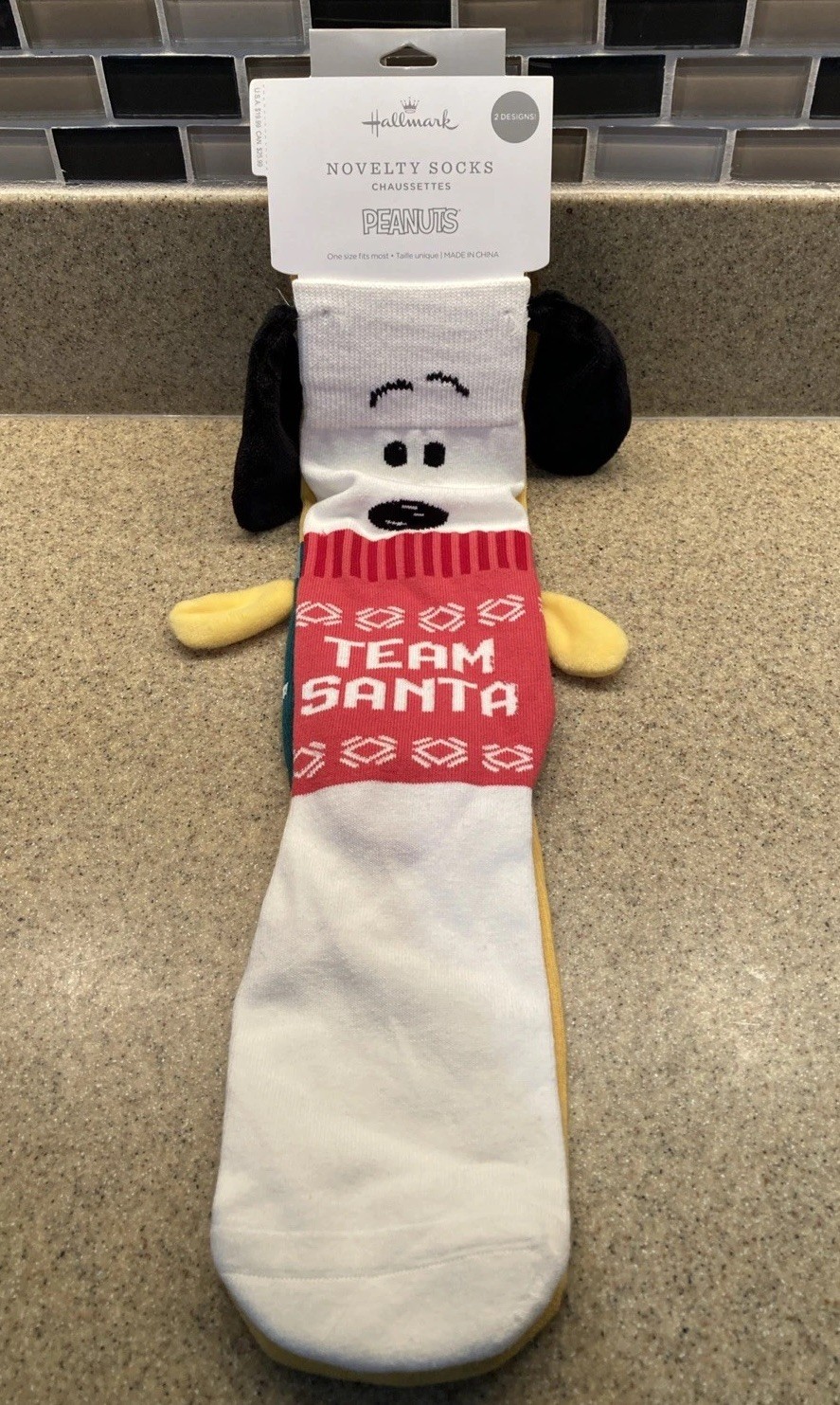 2 Pair Hallmark Snoopy Woodstock Christmas 3D Socks Novelty Plush Women’s NWT