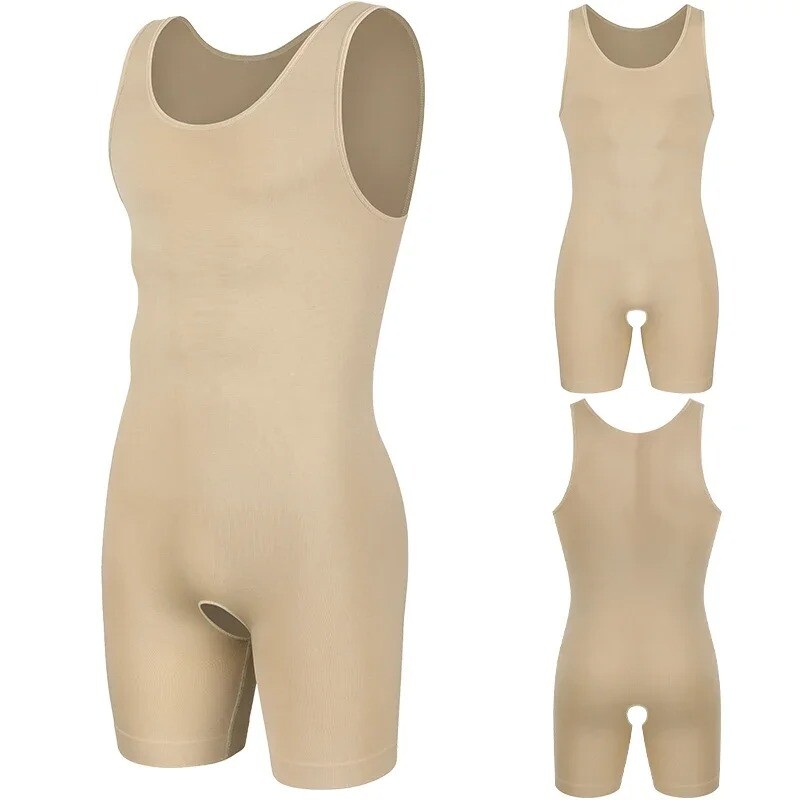 Men Shapewear Tummy Control Full Body Shaper Compression Slim Bodysuit Jumpsuits