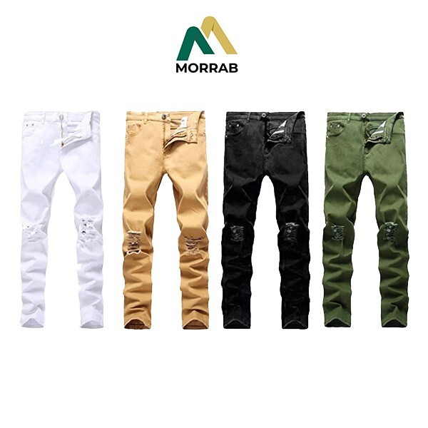 Mens Denim Ripped Skinny Fit Slim Stretch Biker Pants Destroyed Jeans