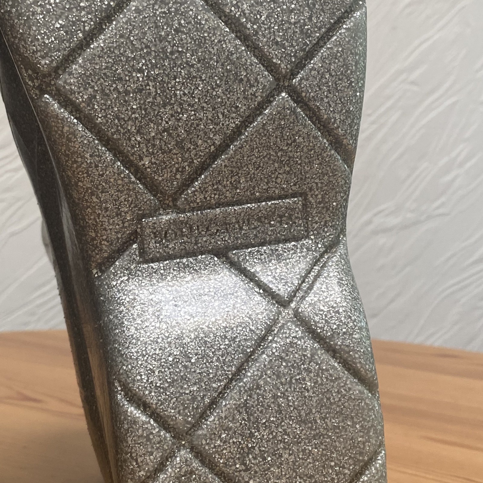 Bottega Veneta Silver Glitter Rubber Puddle Boots Mens 44 EU