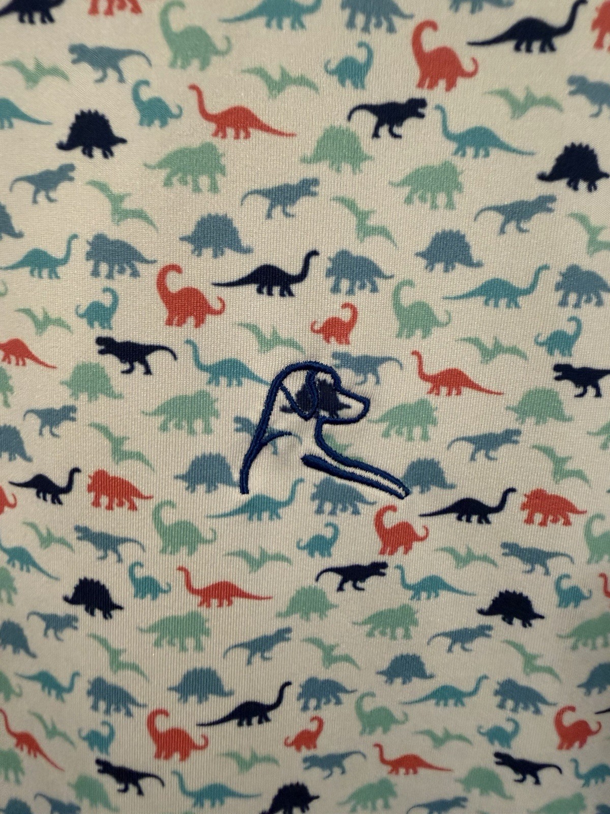Rhoback Short Sleeve Performance Polo Shirt Mens Small All Over Dinosaur Print