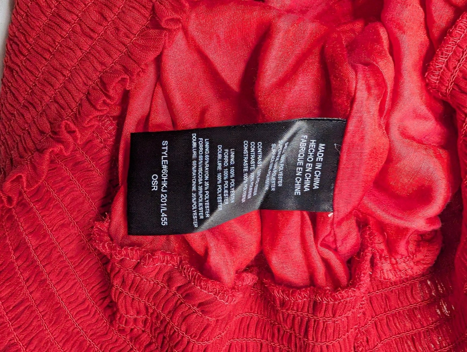 2b bebe Red Smocked Strapless Tube Top