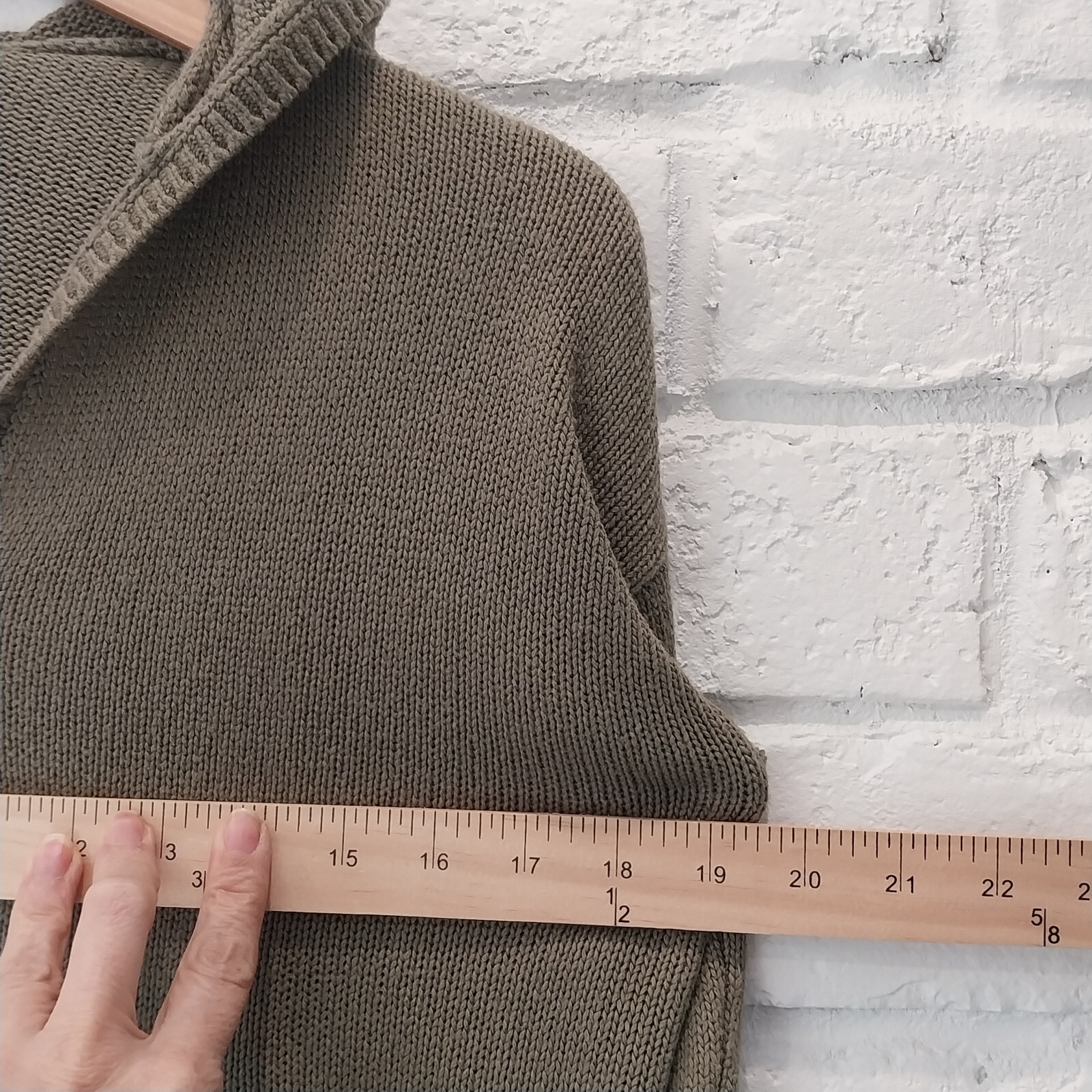 MARLED Hooded Pullover Sweater Womens S Olive Green Long Sleeve Kangaroo Pocket
