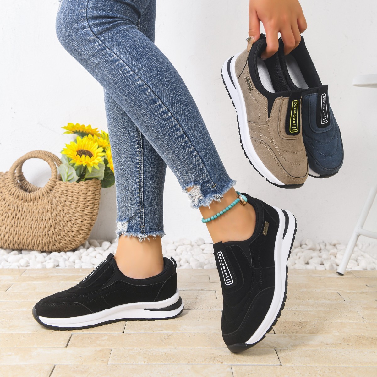 Womens Casual Comfortable Slip-on Running Shoes please use size chart