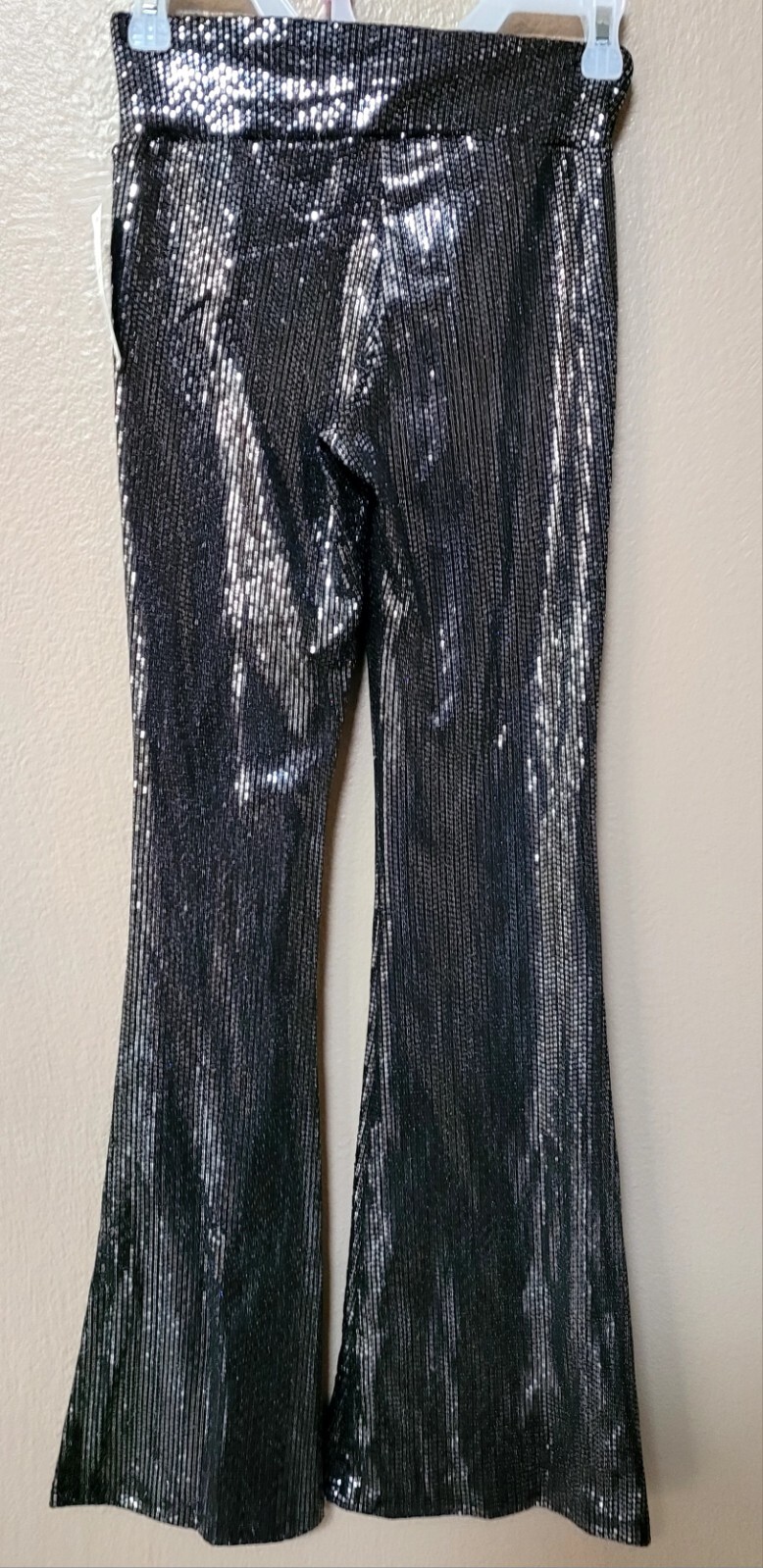 No Boundaries Sequin Flare Pants, Nobo Silver Sparkle Flare Pants, Bell Bottoms
