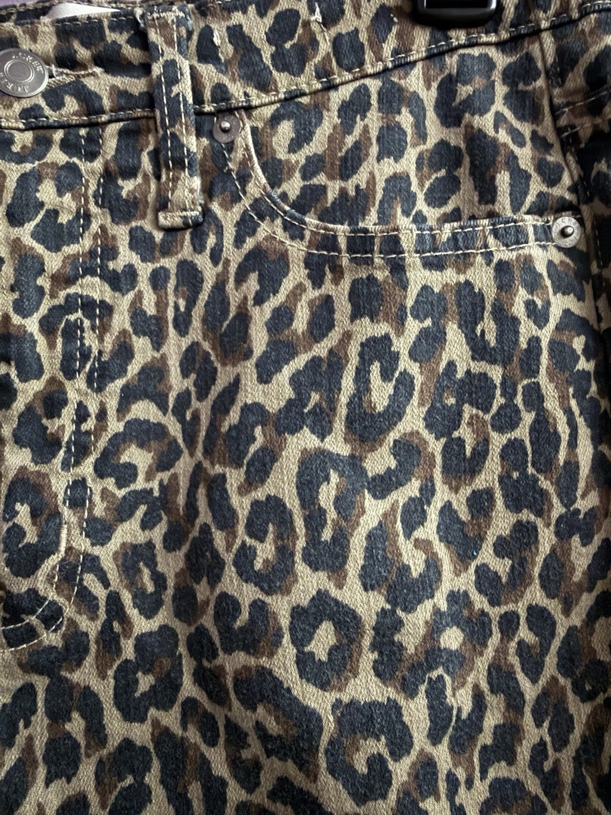 J Crew Denim Size 28 Leopard Print 10” High Rise Toothpick With Pockets