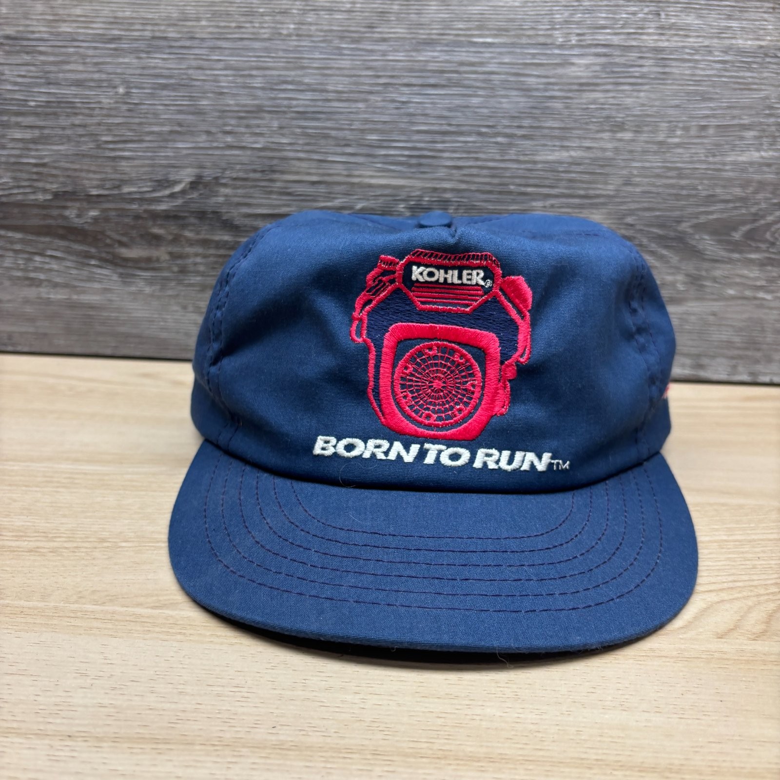 Vintage Kohler Engines Hat Cap Strap Back Blue Born To Run USA Made Advertising