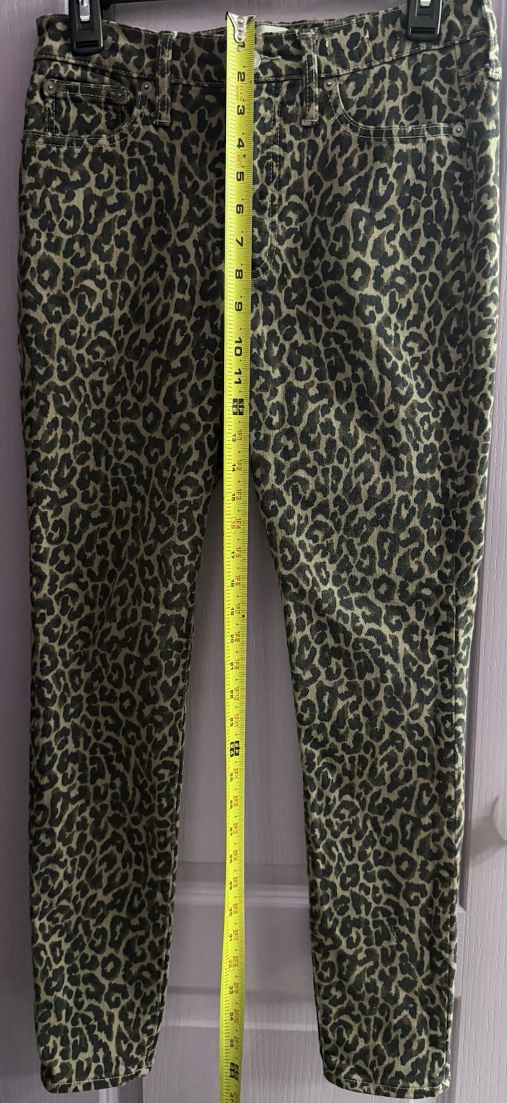 J Crew Denim Size 28 Leopard Print 10” High Rise Toothpick With Pockets