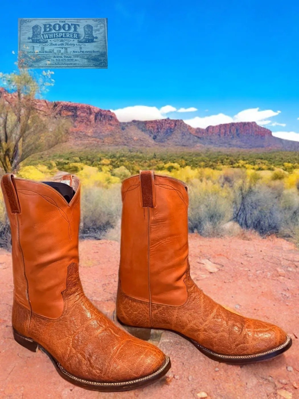 Mercedes Boot Co. Ft Worth HANDMADE CUSTOM Elephant Print 1989 13-D 1375-21013