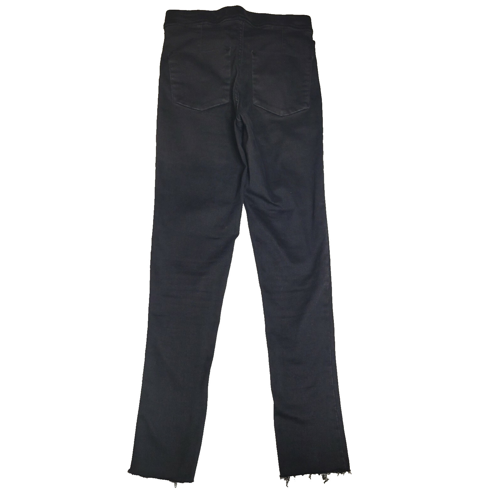 FREE PEOPLE Easy Goes It Pull-On Jeans Sz 24 Black Stretch Raw Hem Jeggings
