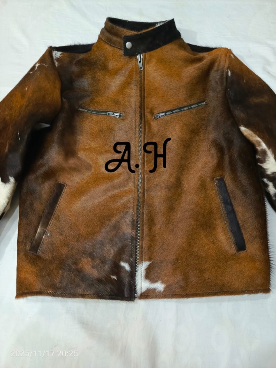 Vintage Western Cowhide Jacket with Real Hair-on Pony Skin And Cow Print Jacket