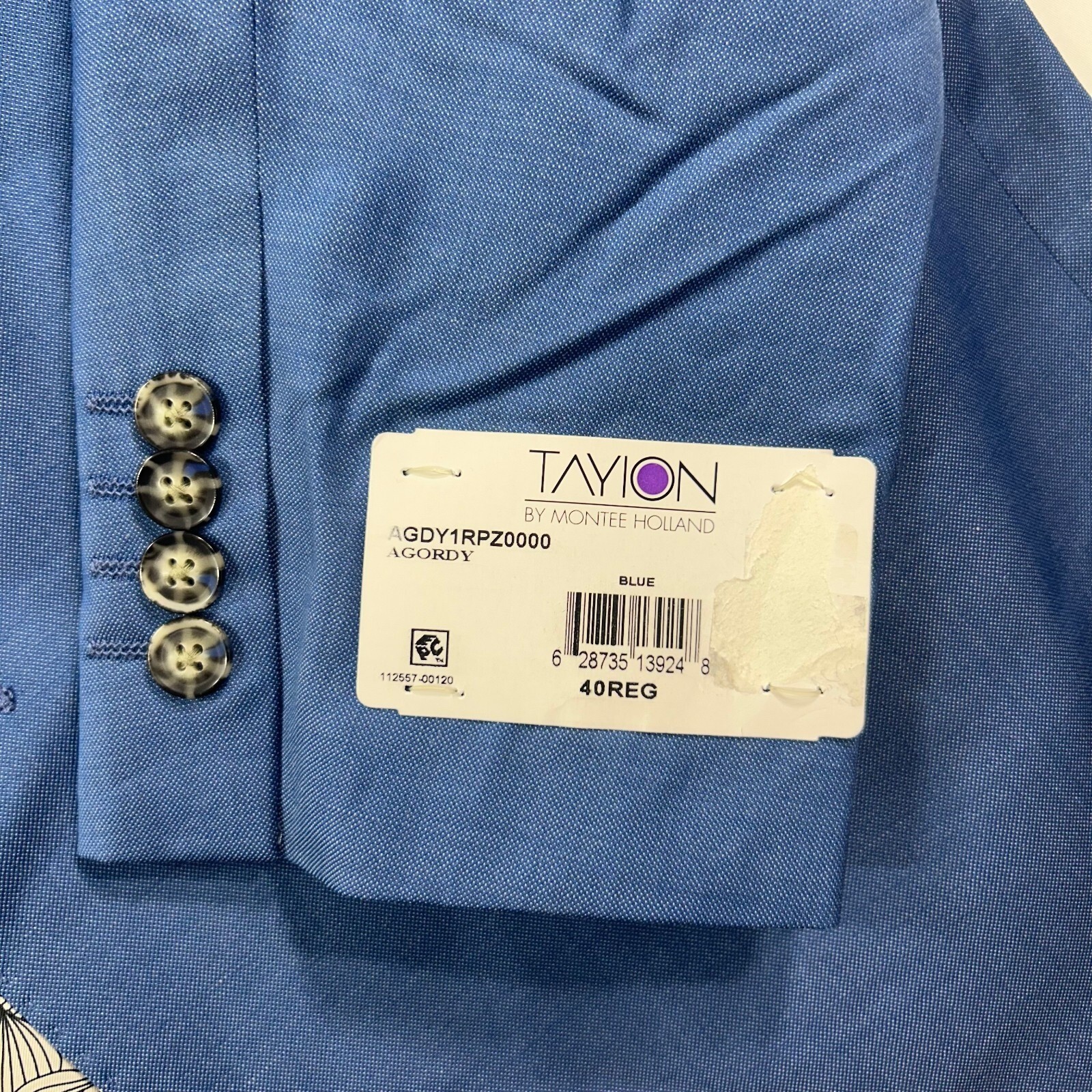 Tayion Collection Wool Blazer Mens 40R Blue Classic-Fit Suit Jacket $360 NEW