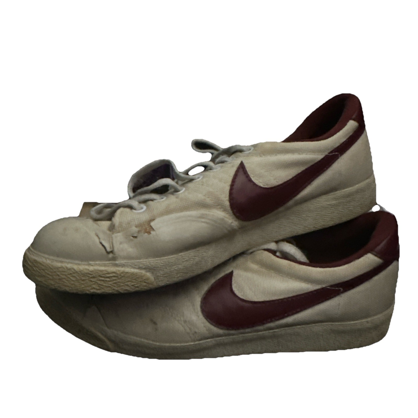 Nike Mens All Court Blazer Canvas Tennis Shoes Size 9 White/Maroon Vtg 1983