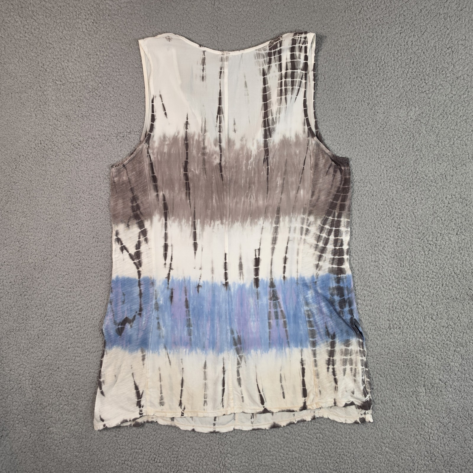 XCVI Tunic Tank Top Womens XL Brown Ombre Lightweight Lagenlook V Neck Boho Dye*