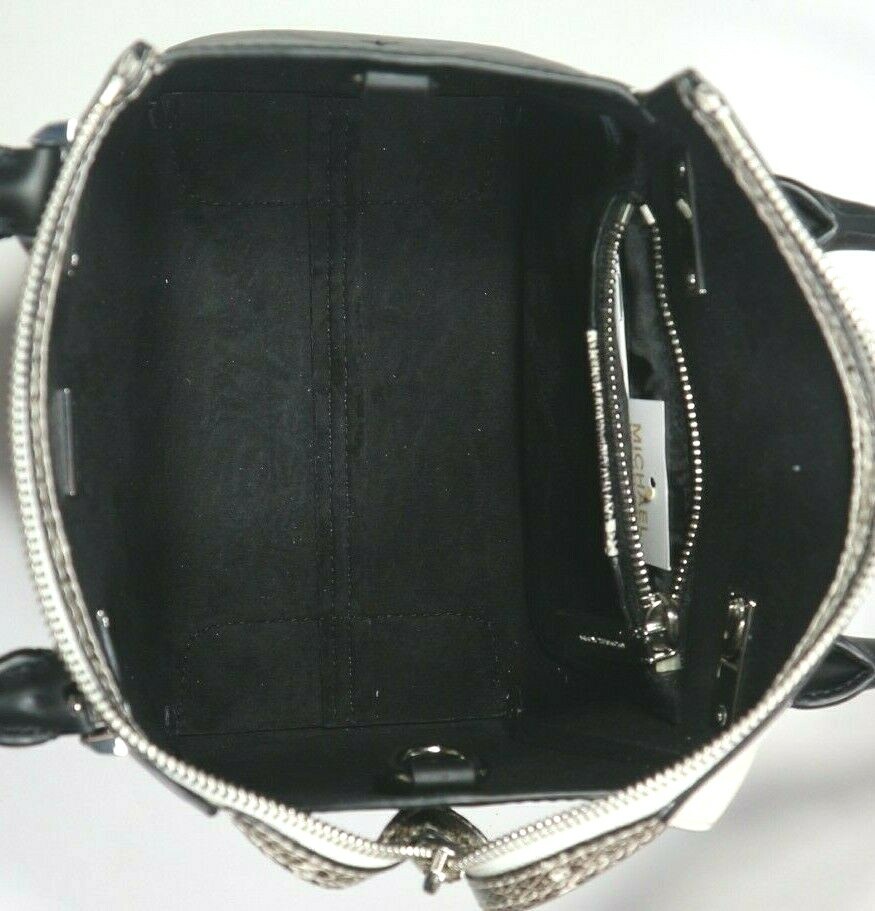 Michael Kors Nolita Mini Messenger Embossed Leather Natural/Black NWT$328.00