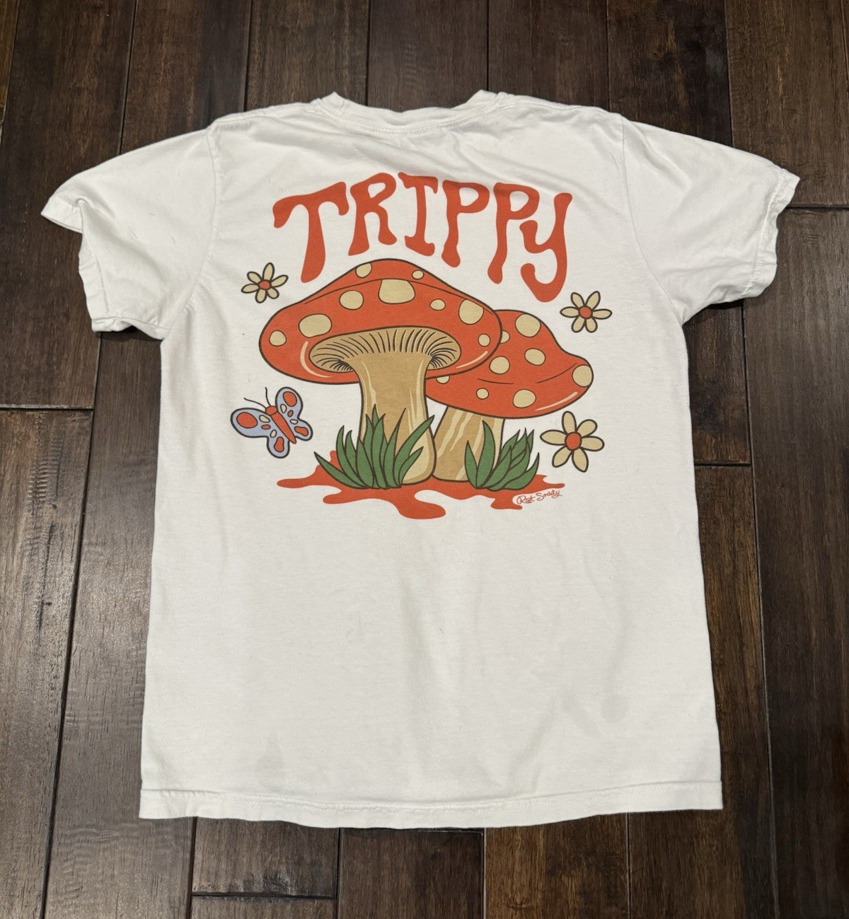 Comfort Colors Unisex White Trippy Mushroom Graphic Crew Neck T-Shirt S