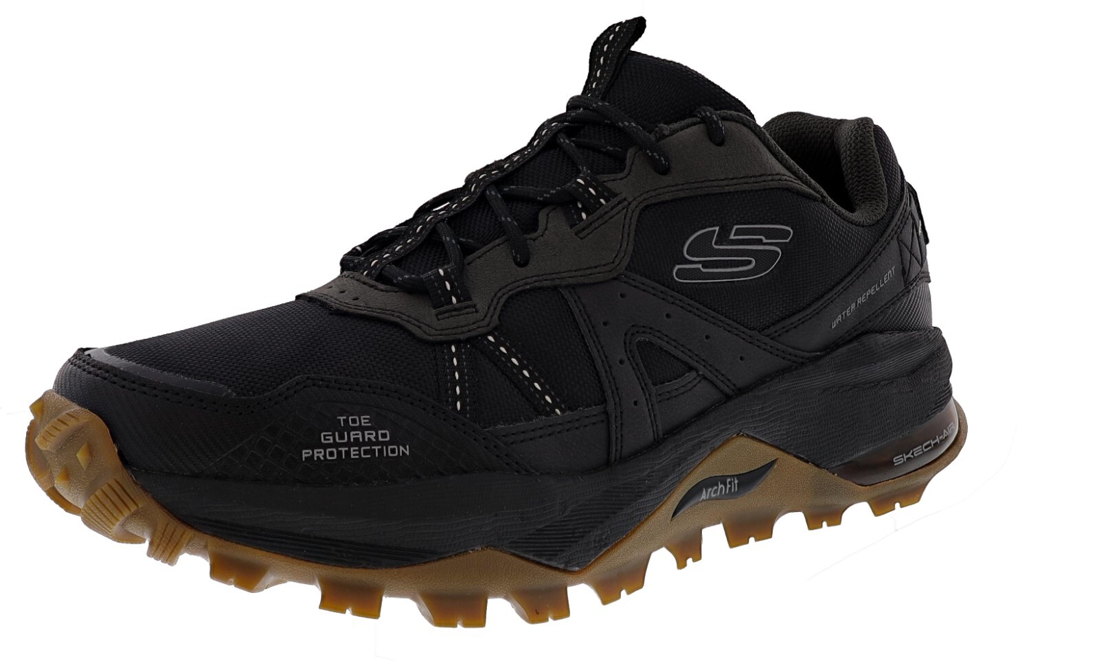 SKECHERS MEN’S ARCH FIT TRAIL AIR 237550/BLK WATER-REPELLENT TRAIL RUNNING SHOES