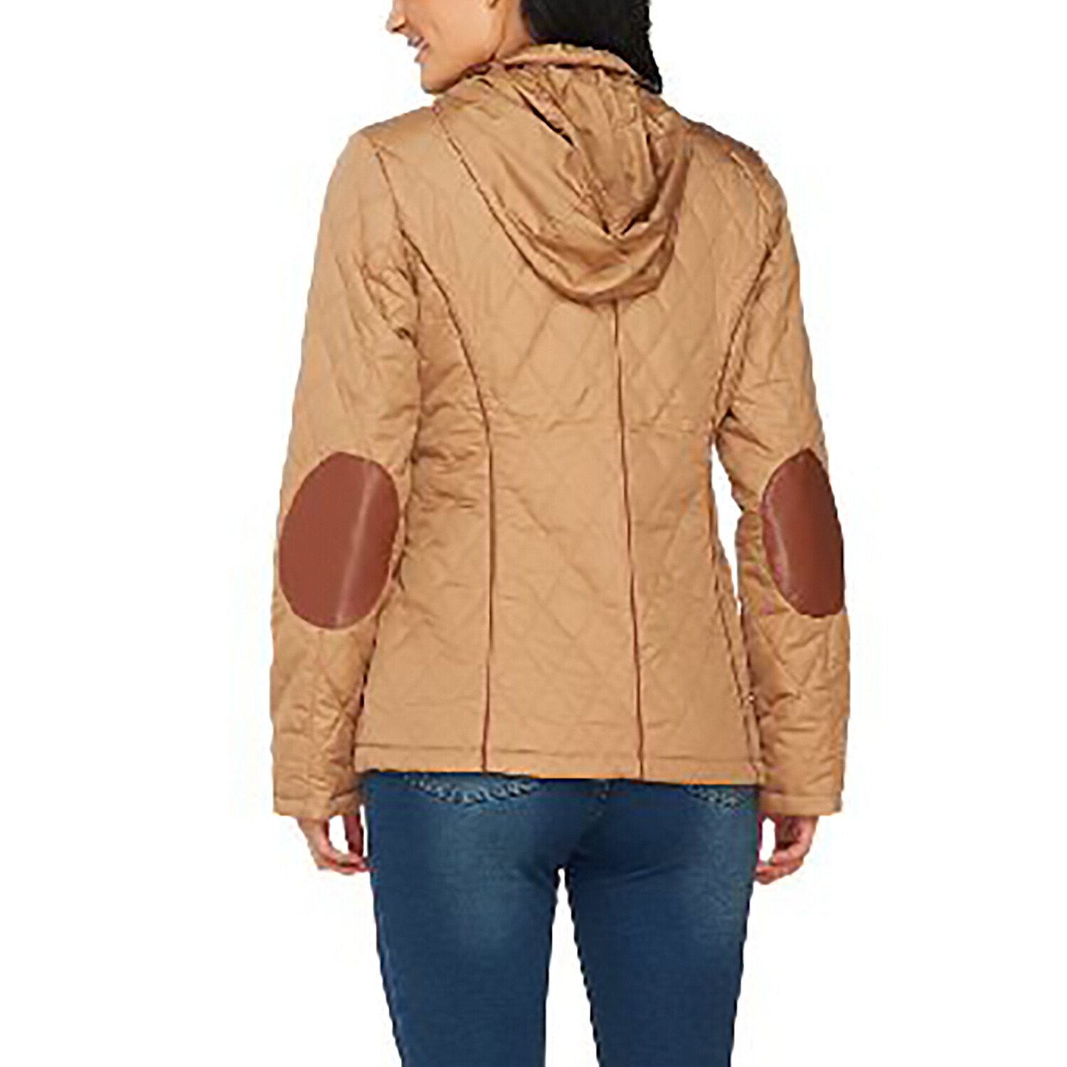 DENNIS BASSO Size S Water Resistant Quilted Jacket with Zip Out Hood COGNAC