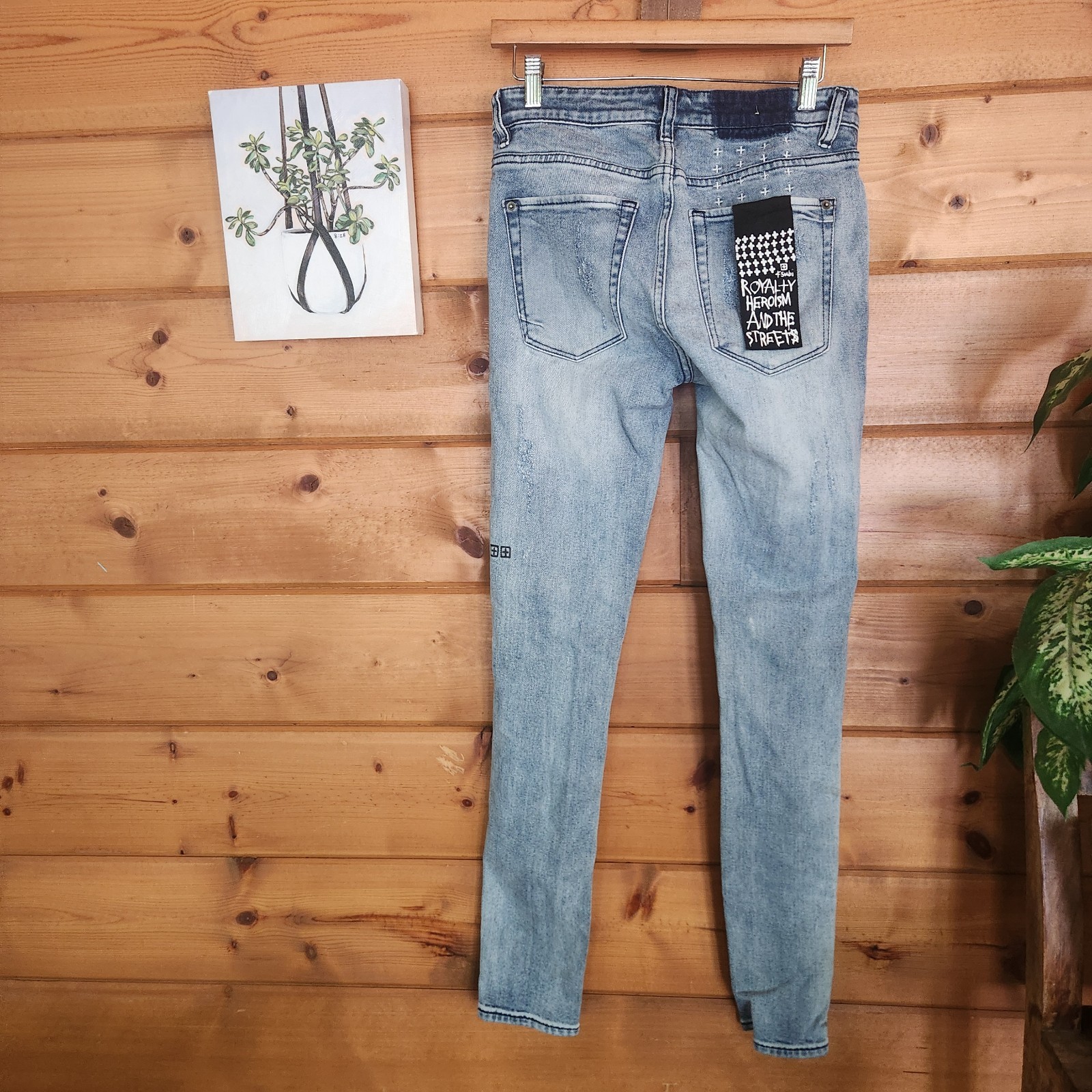 Ksubi Van Winkle 098 Trashed Dreams Stretch Jeans Distressed Embroidered Size 30